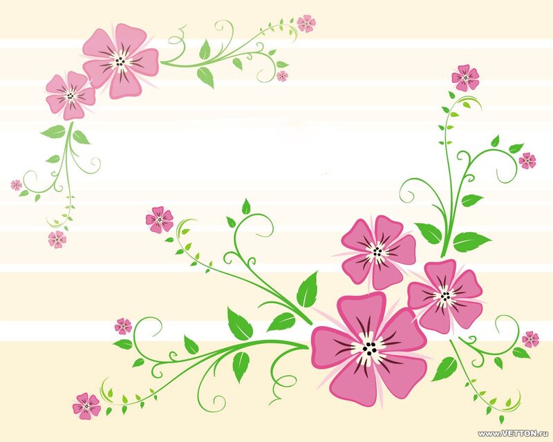 Pink Flowers on Vines — Calm, Vector Art