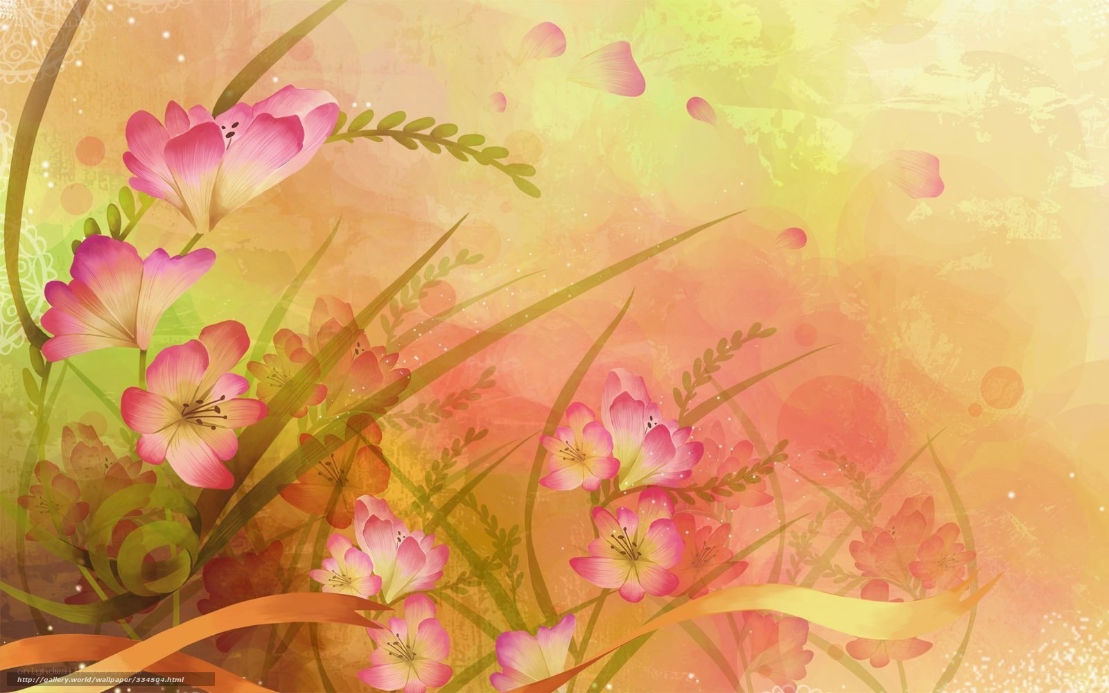 Pink flowers on warm background