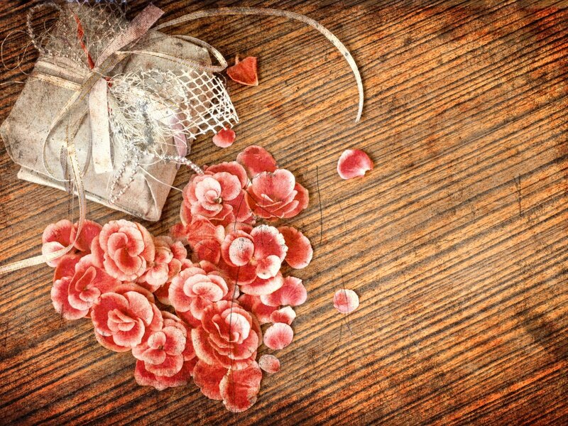 Pink Flowers on Wood — Brown