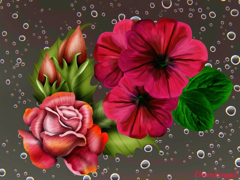 Pink Flowers with Bubbles — Calm