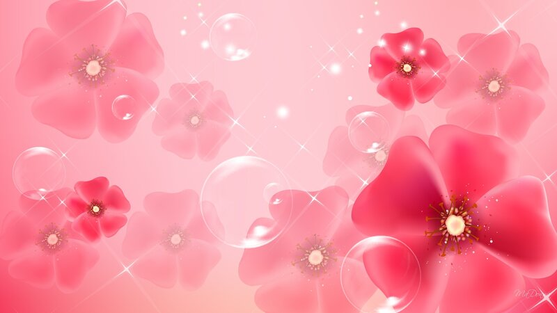 Pink Flowers with Bubbles