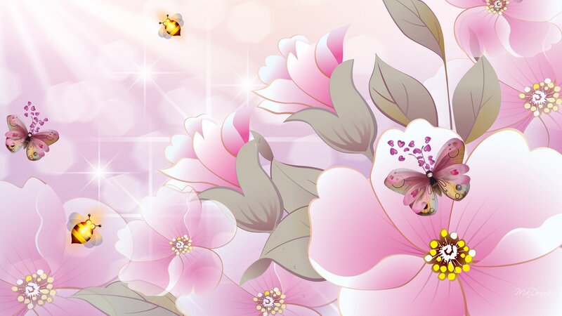 Pink Flowers with Insects — Serene