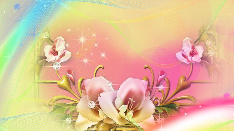 Pink Flowers with Sparkles — Dreamy