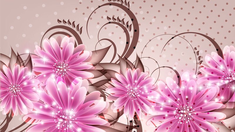 Pink Flowers with Sparkles — Festive