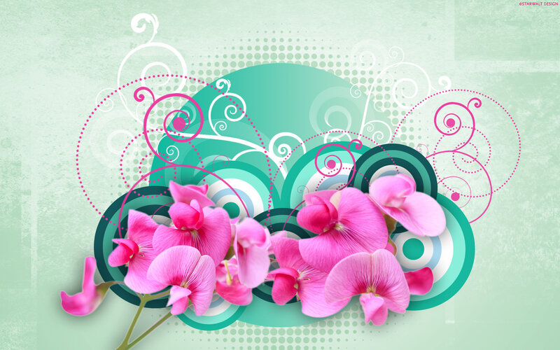 Pink Flowers with Swirls — Playful