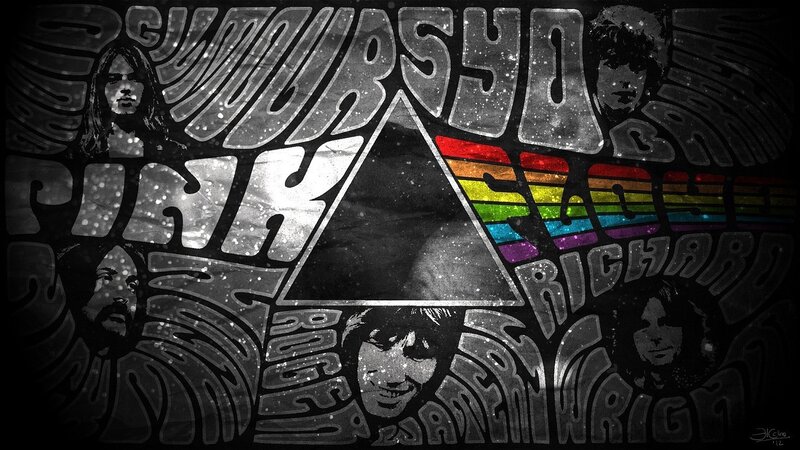 Pink Floyd Album Cover — Black, Dark, Illustration, Band Members