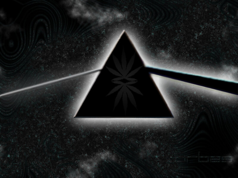 Pink Floyd album cover with cannabis leaf