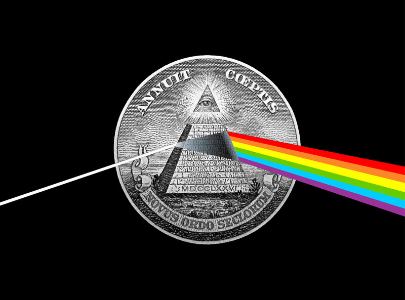 Pink Floyd album cover with pyramid