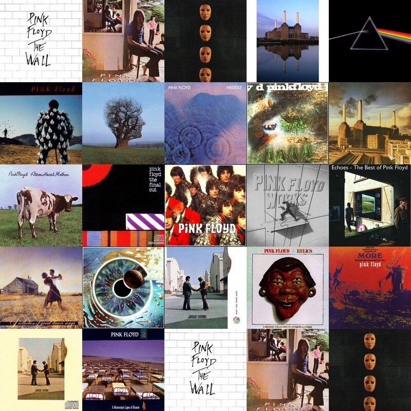 Pink Floyd album covers collage
