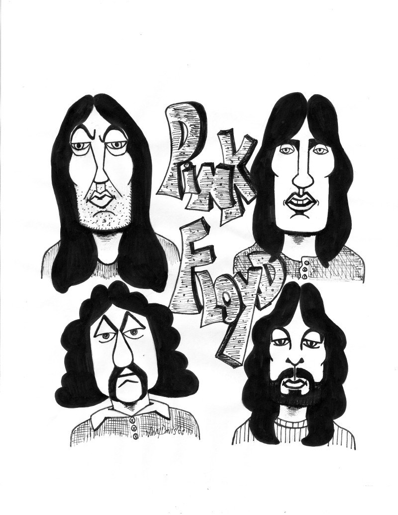 Pink Floyd caricature drawing