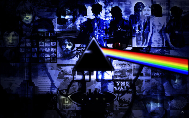Pink Floyd collage with prism