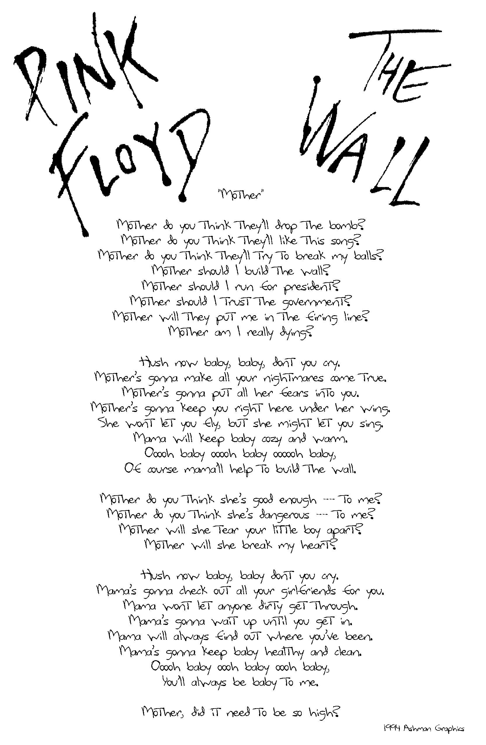 Pink Floyd The Wall lyrics