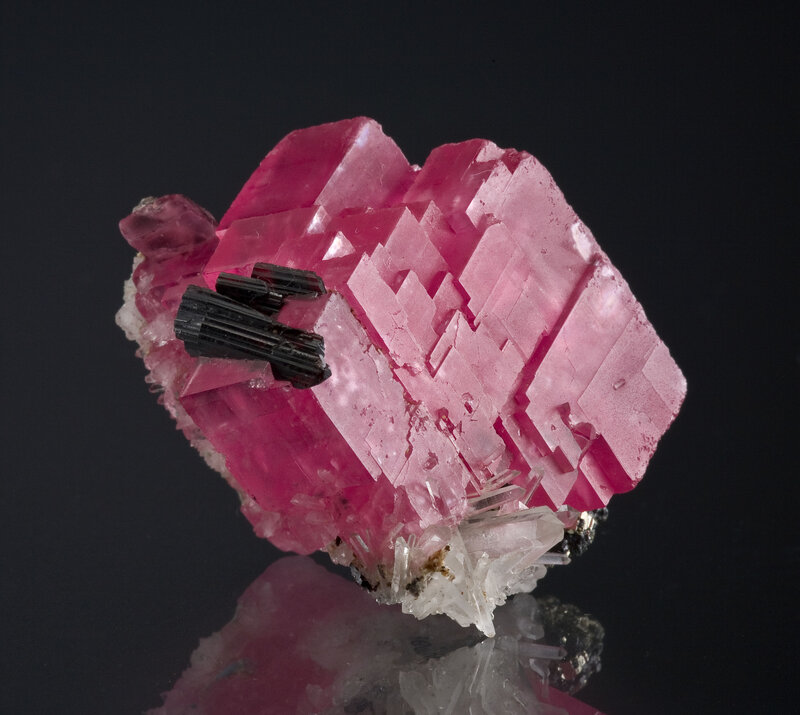 Pink fluorite crystal cluster