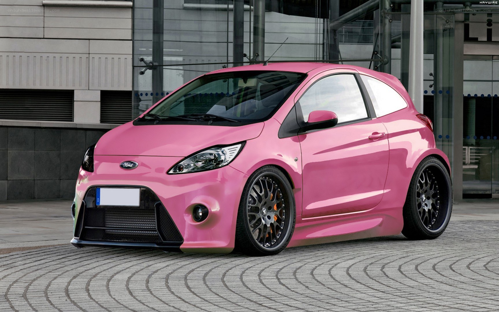 Pink Ford Fiesta hatchback