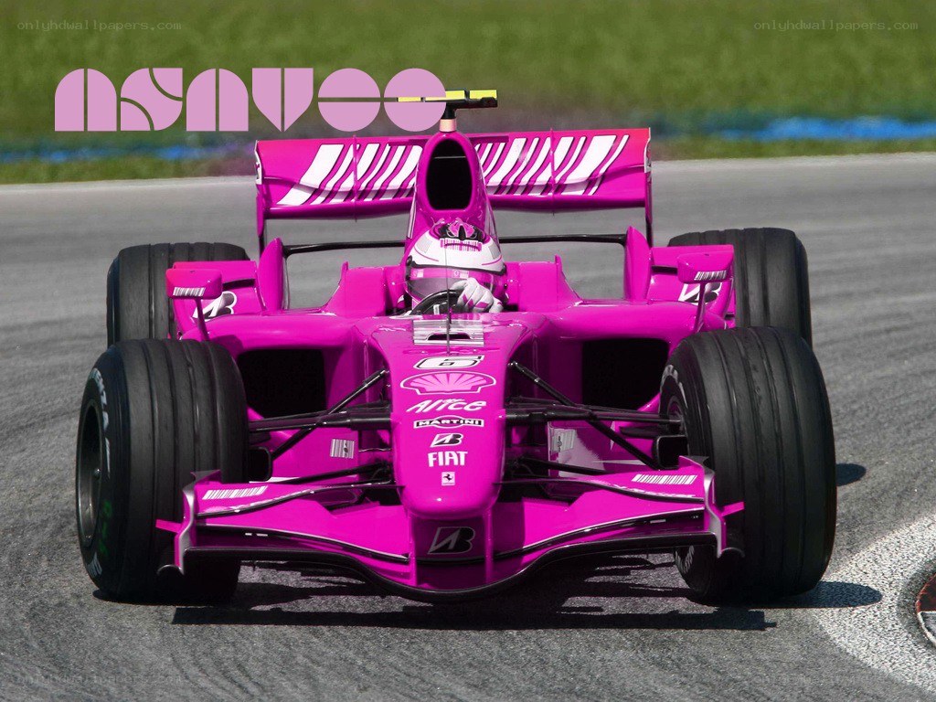 pink formula one car on track