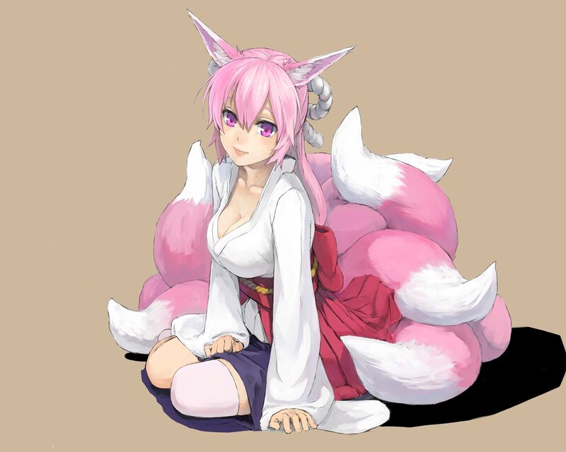 pink fox girl character