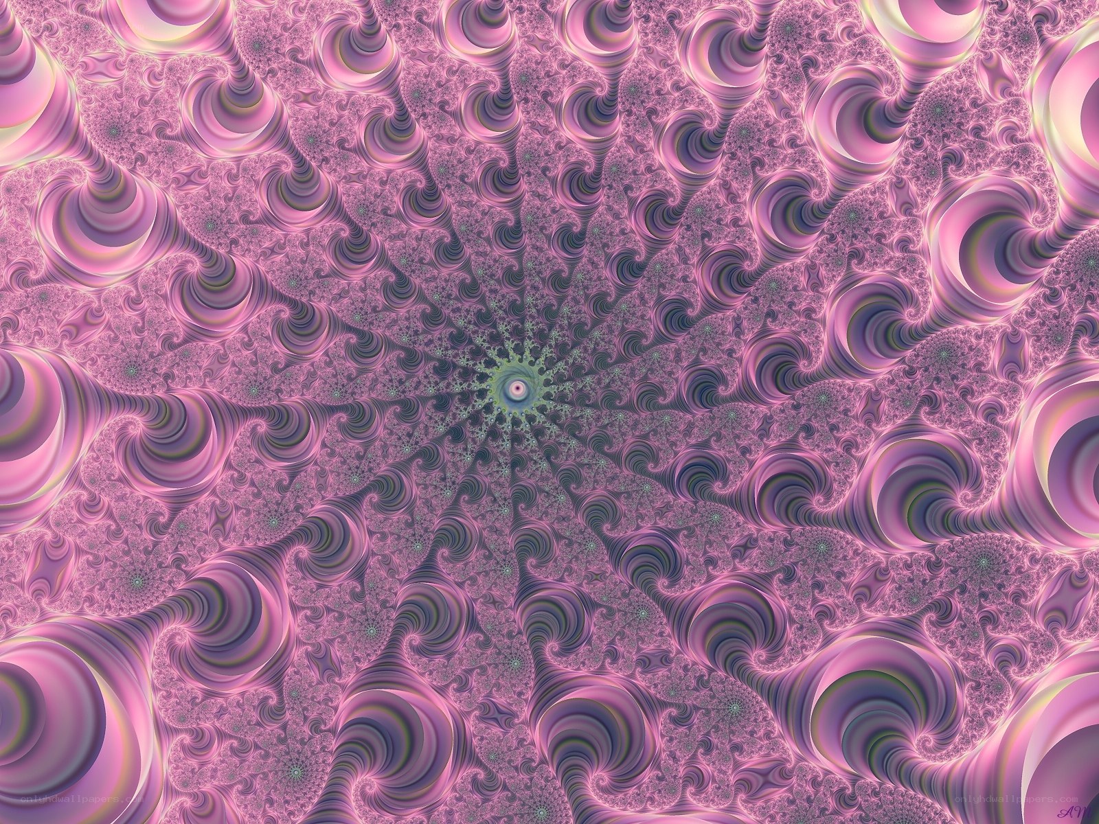 Pink fractal spiral pattern