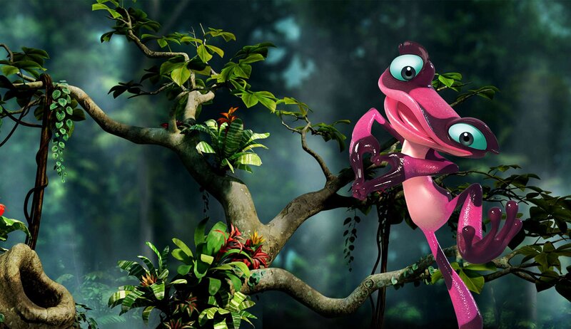 Pink Frog on Tree Branch
