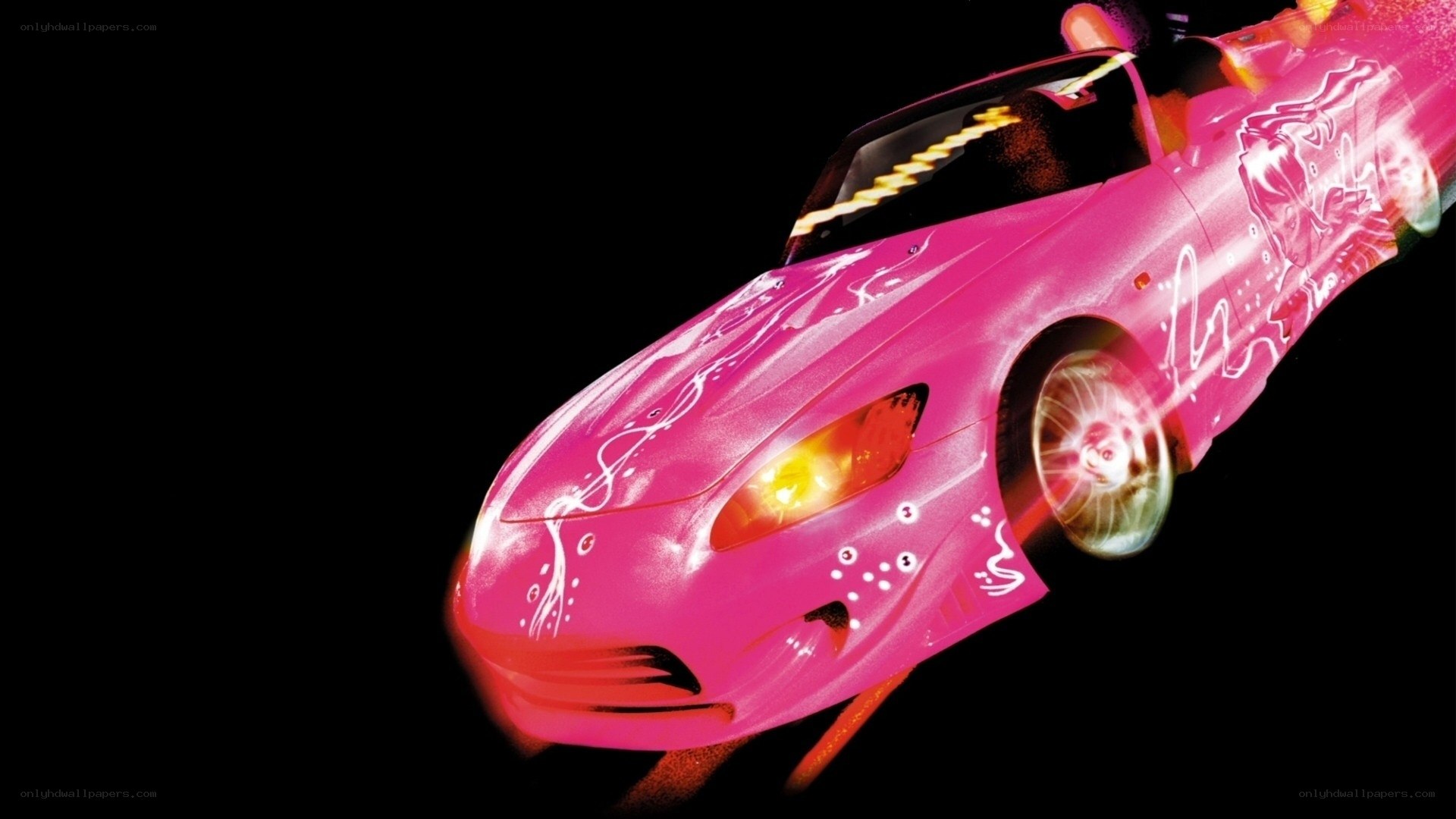 pink futuristic car in motion