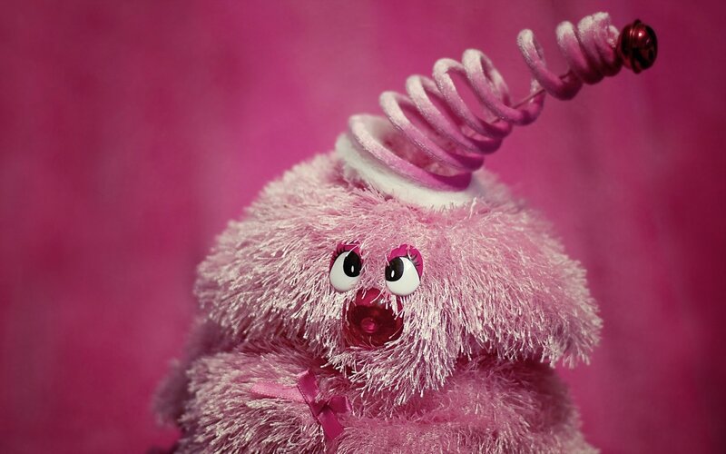 Pink Fuzzy Toy with Antenna