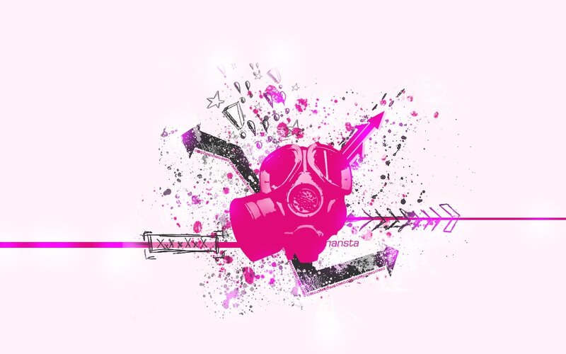 pink gas mask art