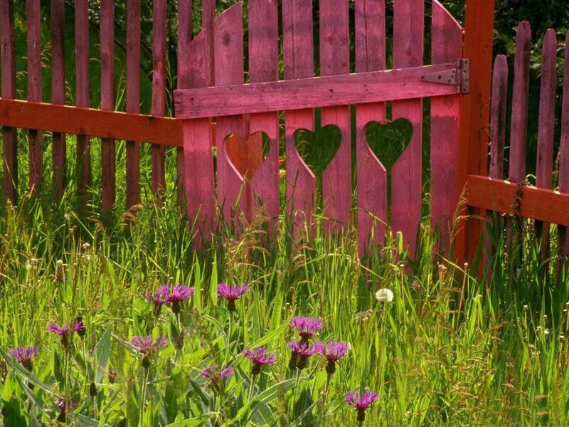 Pink gate with heart cutouts