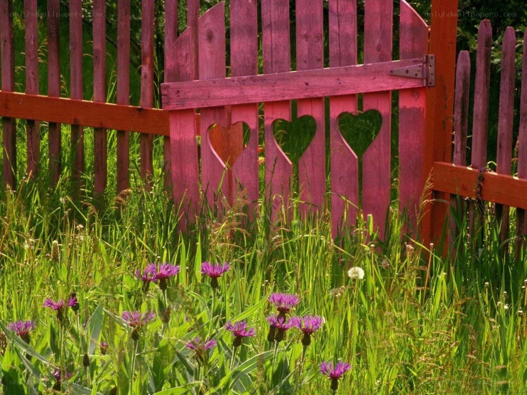 Pink gate with heart cutouts