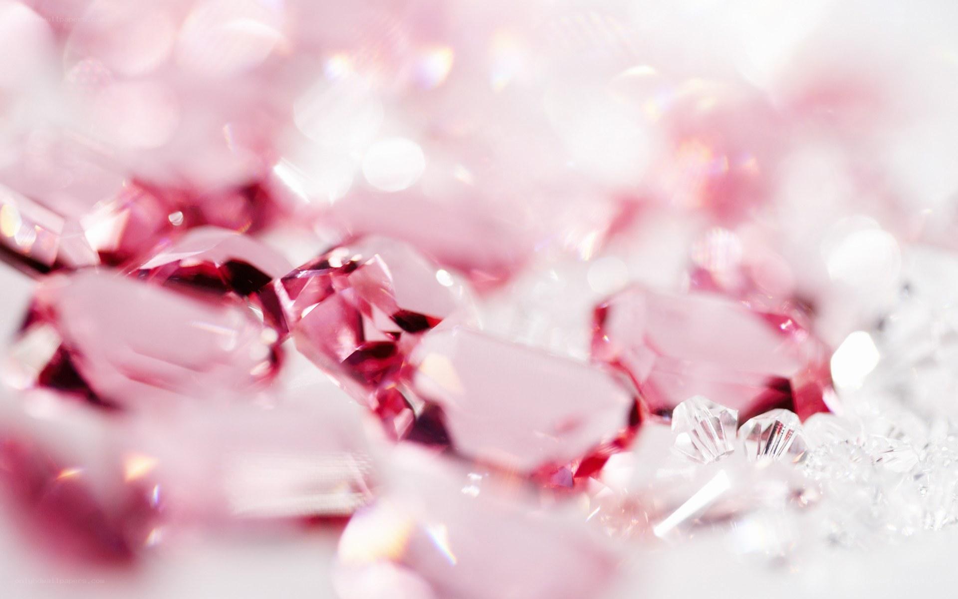pink gemstones in focus