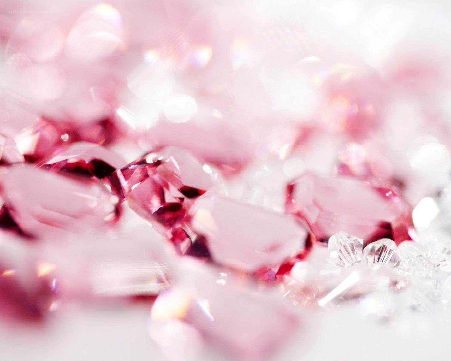 Pink gemstones in soft focus