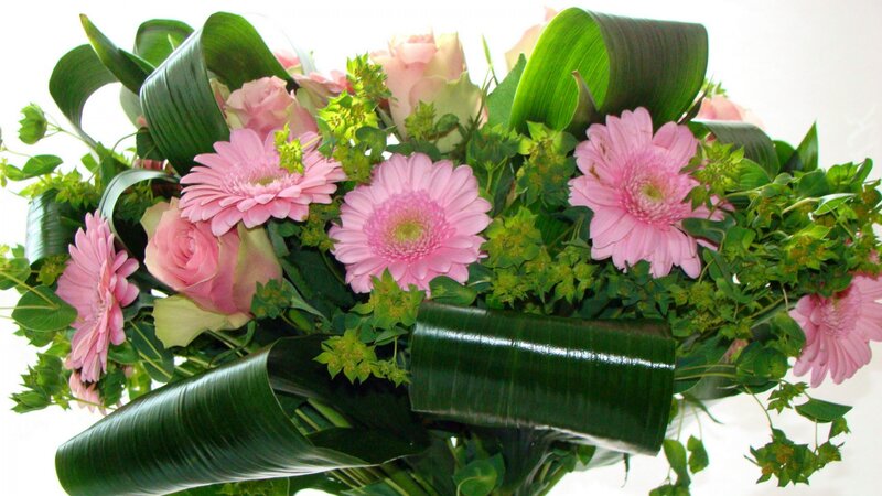 Pink Gerbera and Rose Bouquet — Calm, Photograph
