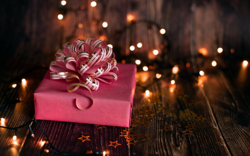 Pink Gift Box — Festive, Night
