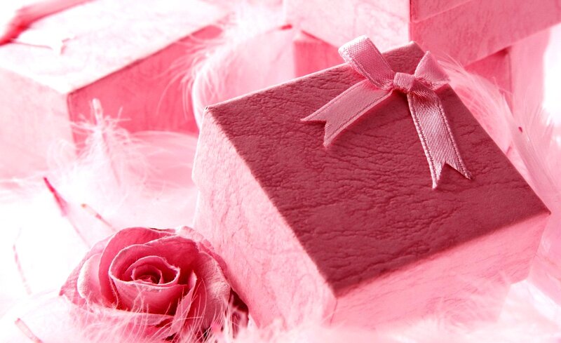 Pink Gift Box with Rose — Romantic
