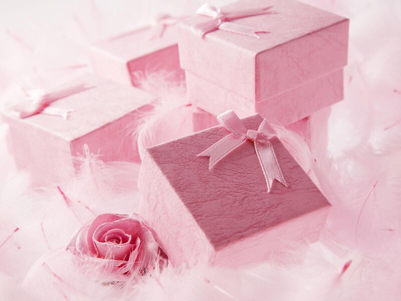 Pink Gift Boxes — Soft, Photograph, Feathers