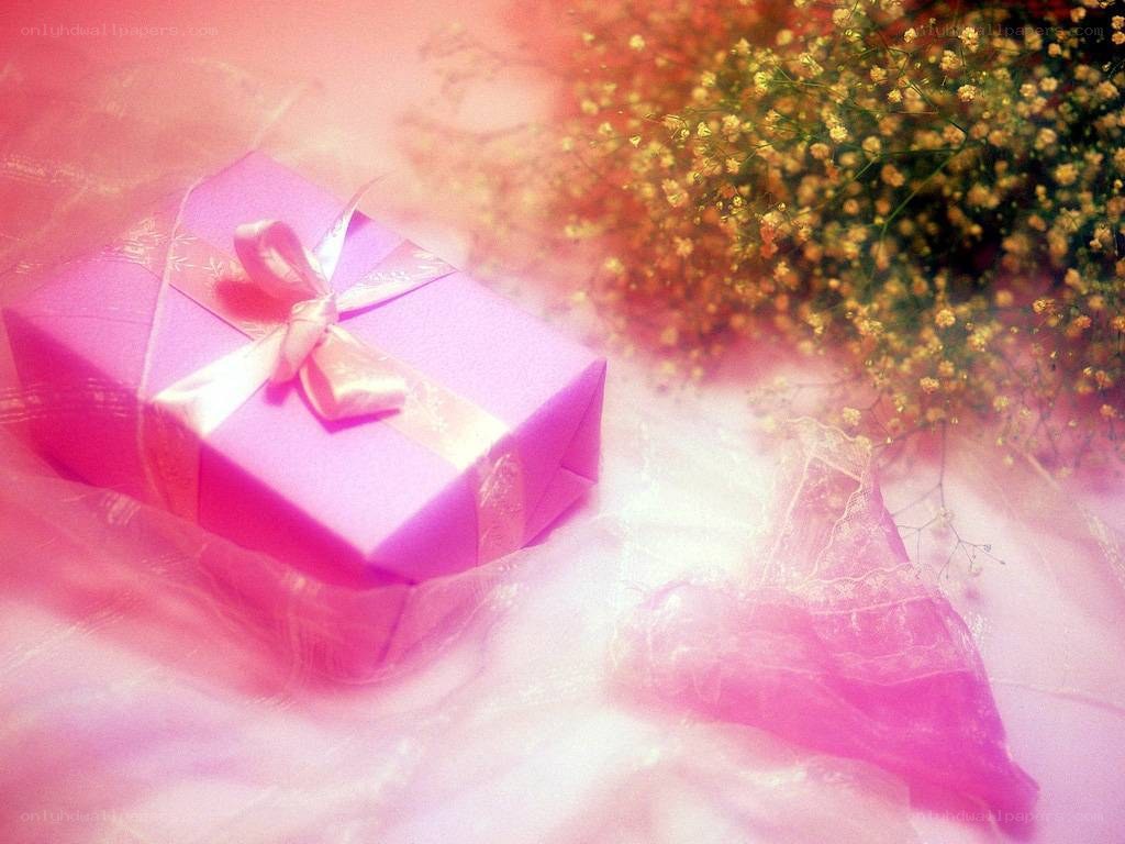 Pink gift with flowers