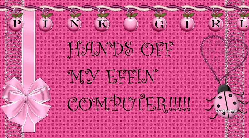 Pink girl computer warning