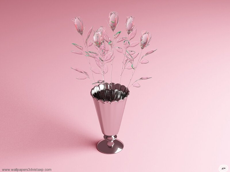 Pink glass flowers in a vase