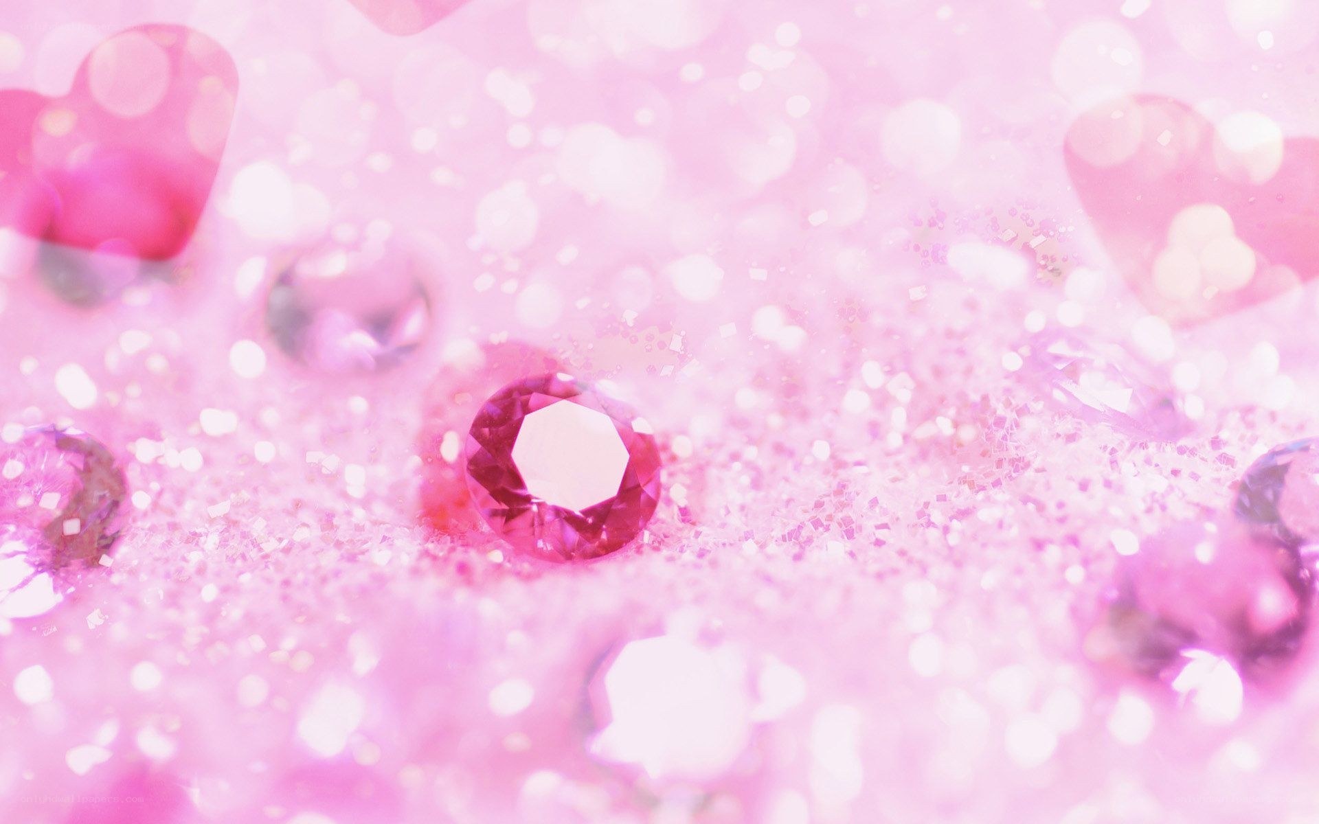 pink glitter and gemstones