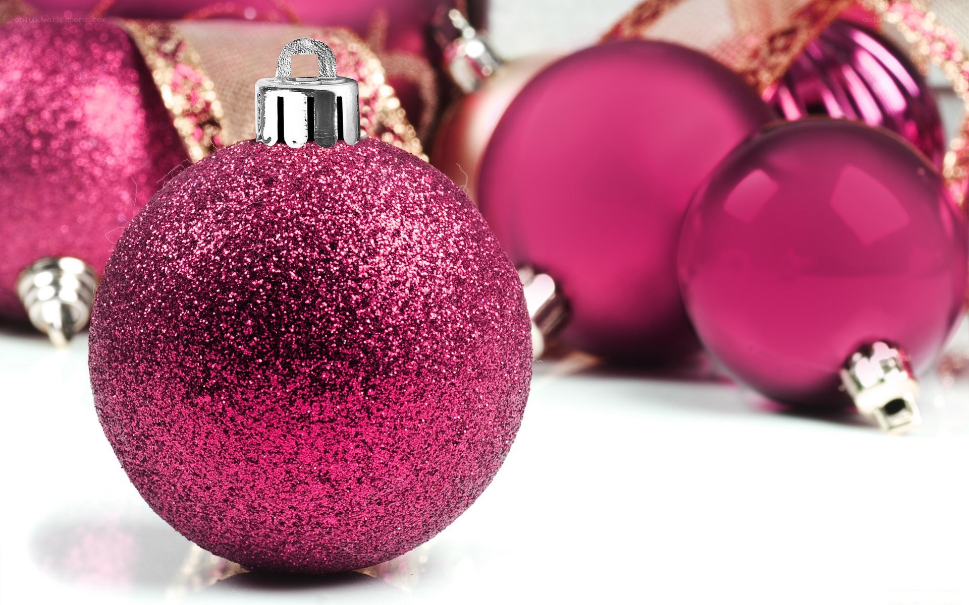 pink glitter Christmas ornaments