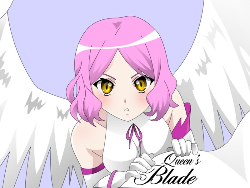 pink-haired angel character