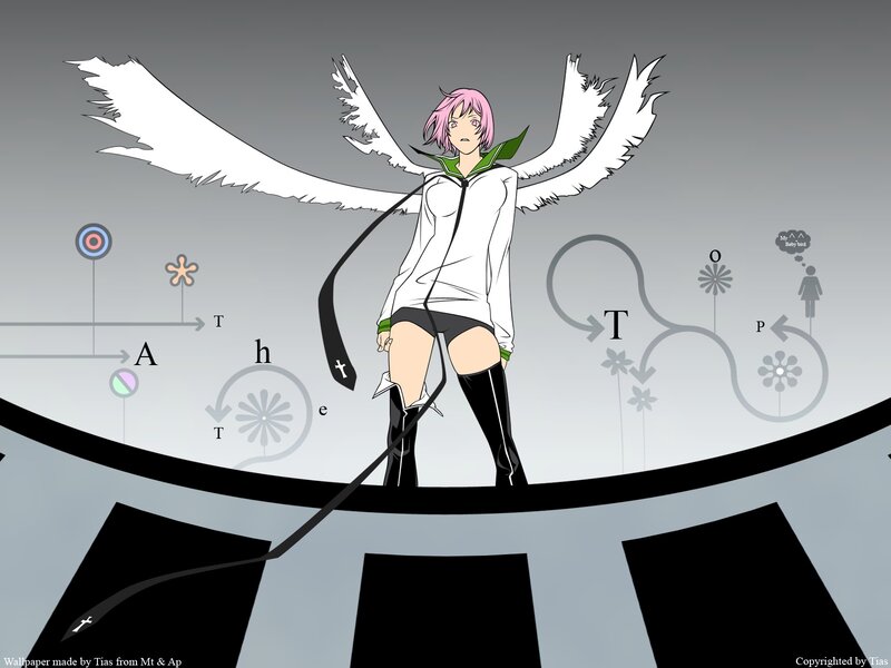 Pink-haired Angel Character — White