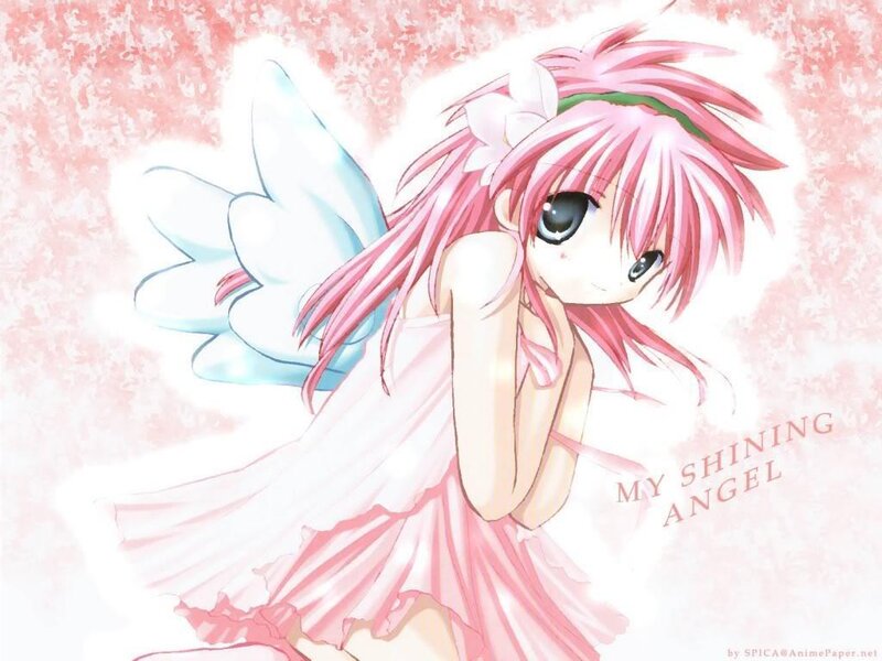 pink-haired angel girl