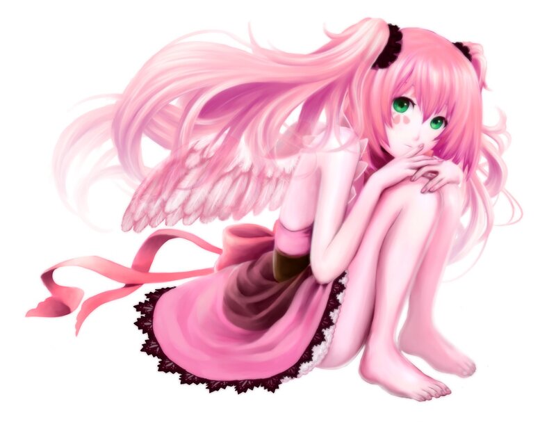 pink-haired angel girl