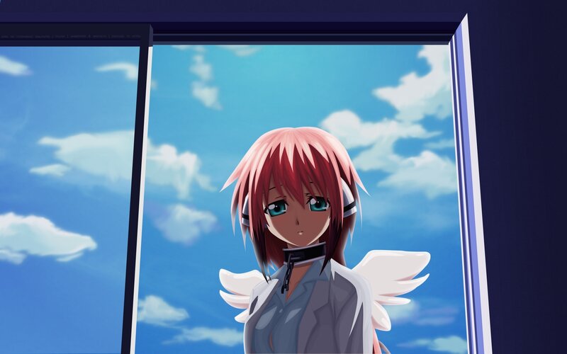 Pink-haired Angel Girl — Blue, Calm