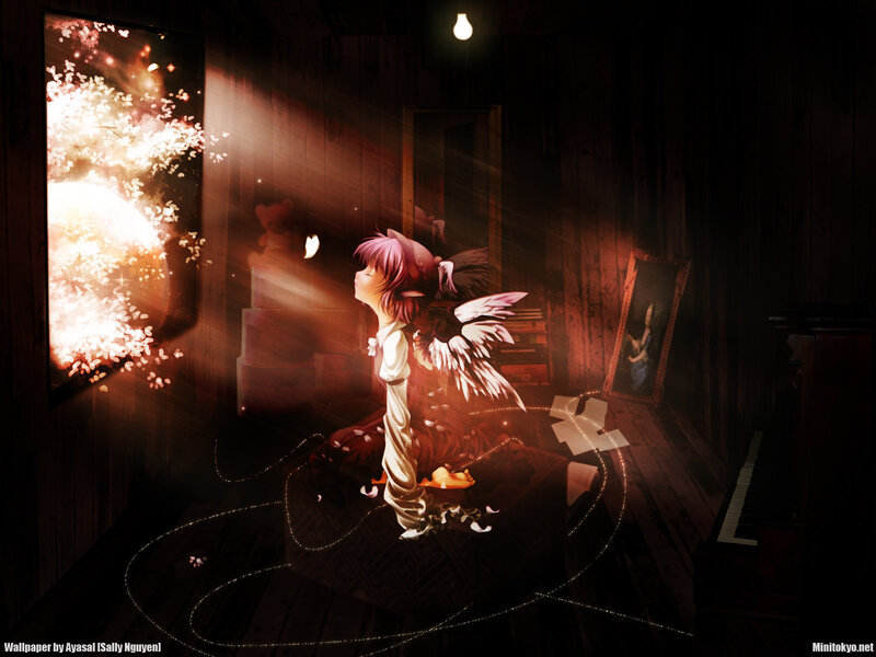 Pink-haired Angel Girl — Brown, Dramatic