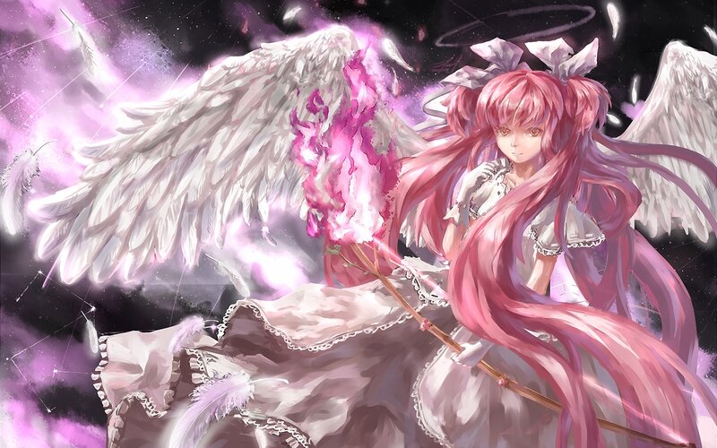 Pink-haired Angel Girl — Pink, Dramatic, Night