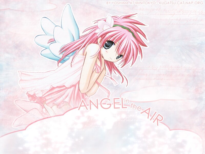 Pink-haired Angel Girl — Pink, Serene, Anime, Wings