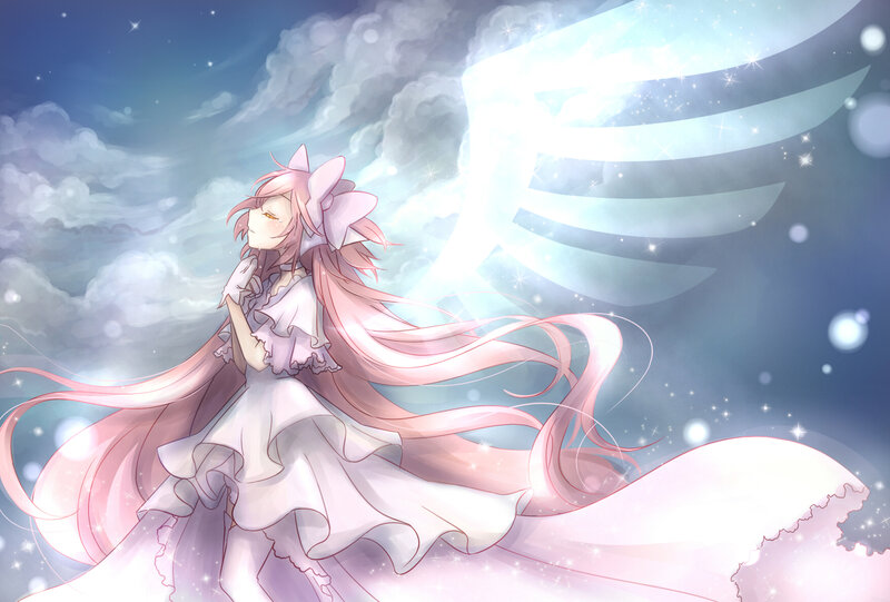 Pink-haired Angel Girl — Pink, Serene, Night, Digital Art