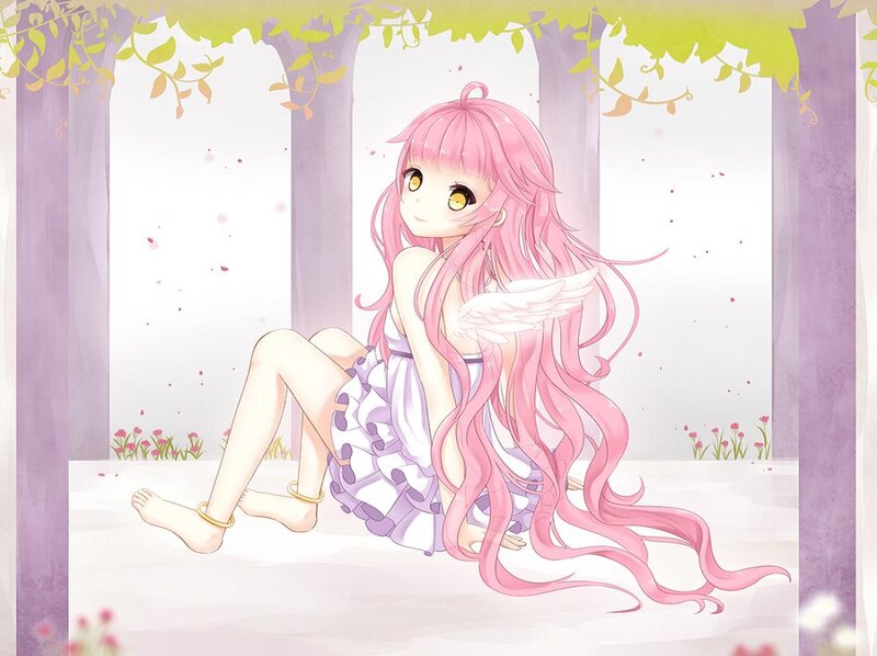 Pink-haired Angel Girl — Pink, Serene, Spring