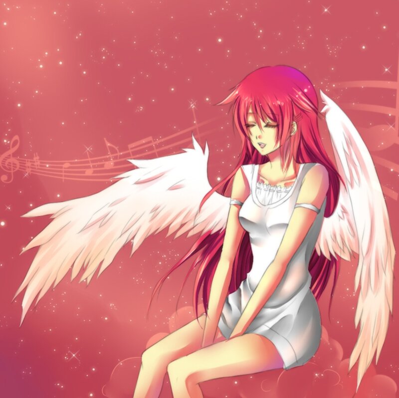 Pink-haired Angel Girl — Red