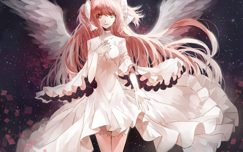 Pink-haired Angel Girl — White, Dramatic, Night